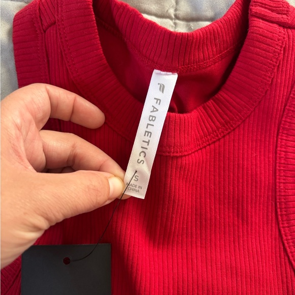 Fabletics Red Ribbed Top - Picture 2 of 3